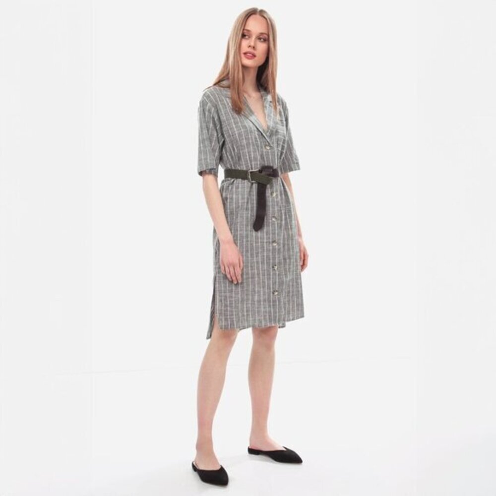 Native Youth Lauryn Dress in Gray Stripe - sz Medium
